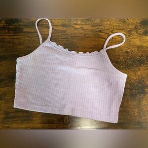 Lavender Ruffle Front Crop Top